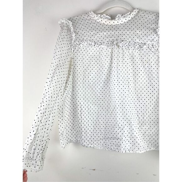 Madewell Mockneck Ruffle Top in Flocked Dot‎ Size S - Picture 5 of 14